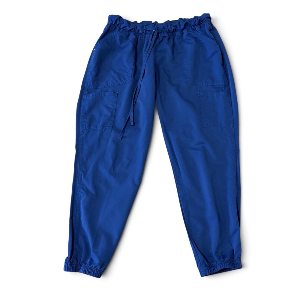 ScrubStar Electric Blue Cargo Jogger Scrub Pants Paperbag Waist Drawstring LG-P
